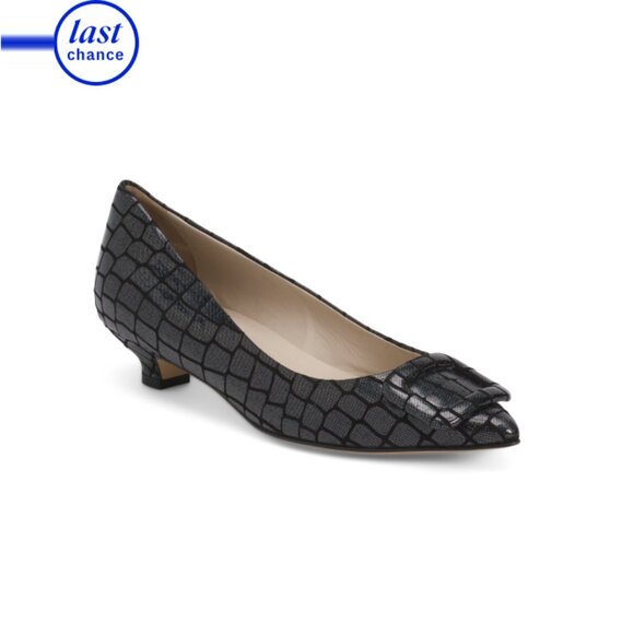 AMALFI Black Made In Italy Leather Amsterdam Pointy Toe Heels - Picture 1 of 2